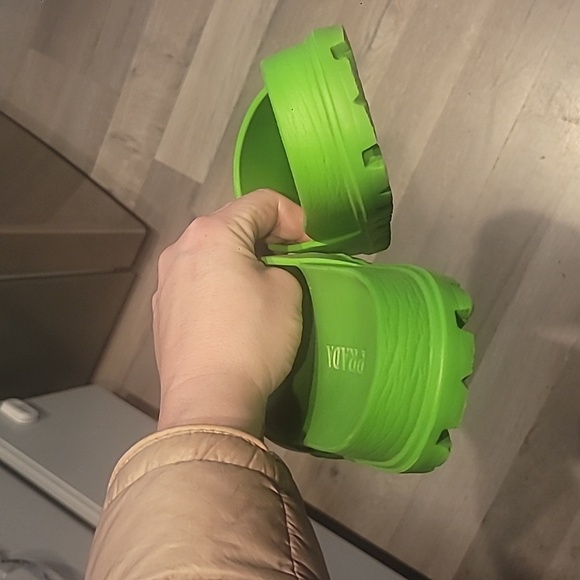 Prada Rubber Logo Slide Sandals (Women) Green Size 37 Or 7 Women Like New - Picture 9 of 10